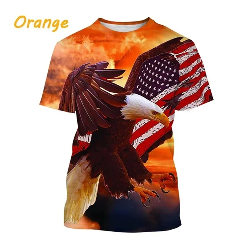 3D American Eagle Flag Printed T Shirt US USA Stripe Emblem Men T-shirt Independence Day Womens Clothing Patriotic Kids Tops Tee