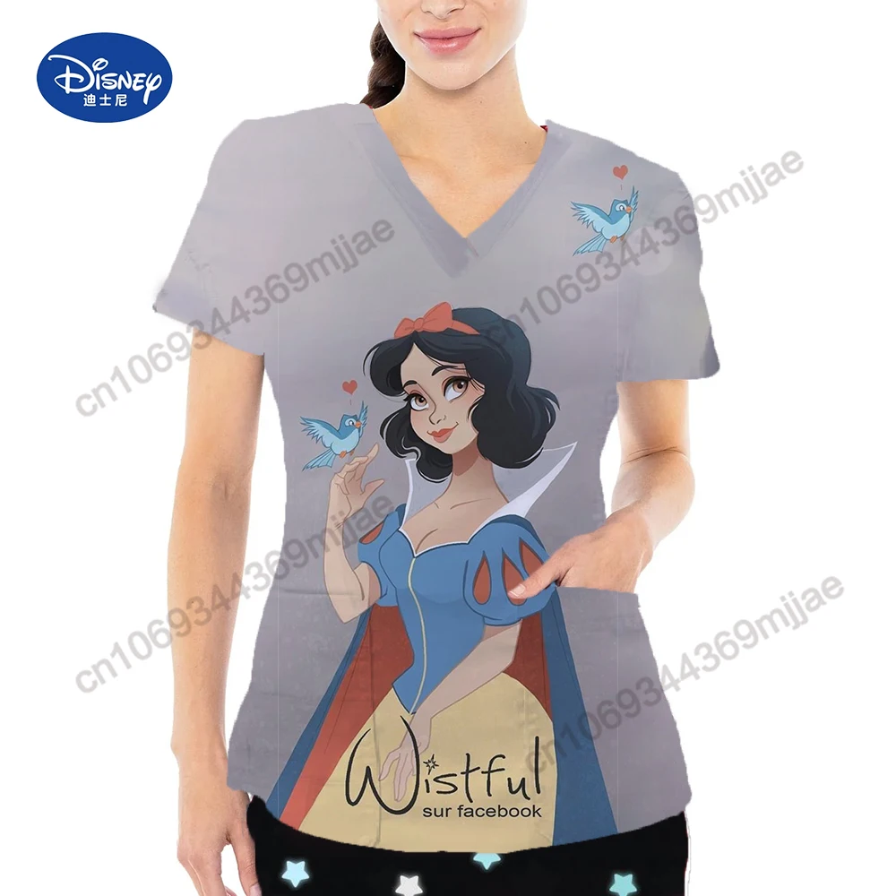 

Disney Pocket V-Neck Summer Blouses for Women 2023 Korean Fashion Woman Blouse 2023 Women's Tee Shirt Female Clothing Tshirt Yk2