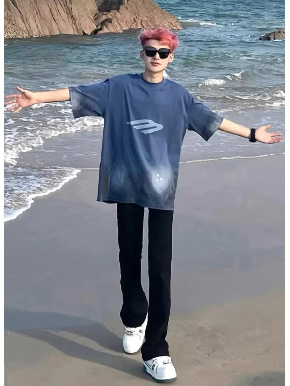 

Slim Fit Straight Leg Jeans Men's Summer Thin Sle Bla Denim Pants High Street Vibe Casual Wear mid High Waist Zipper Fly