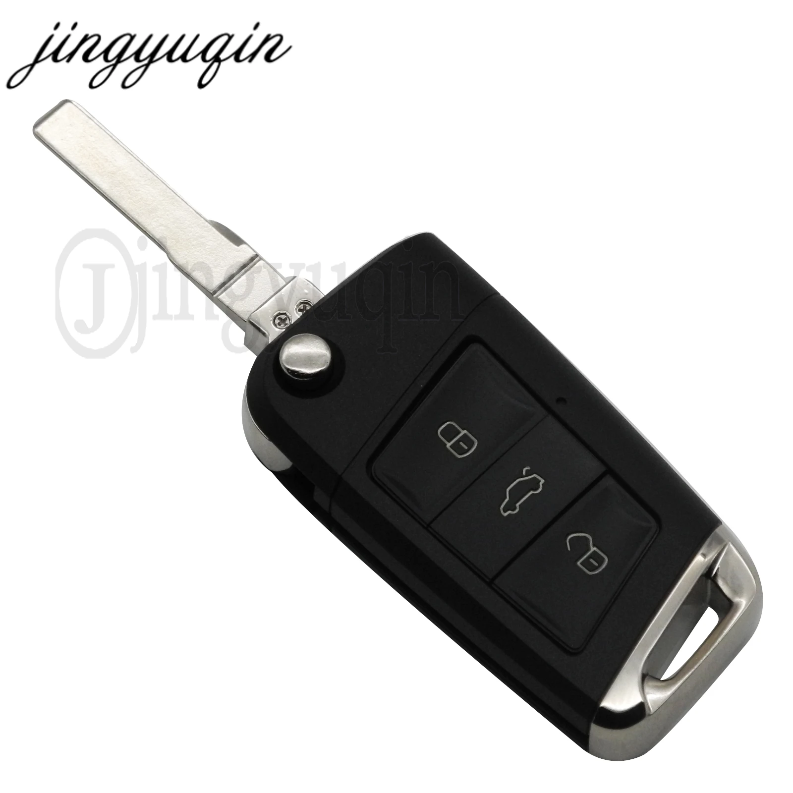 jingyuqin 10 sztuk / partia 3 przyciski Flip Folding Key Shell Dla VW Golf 7 GTI MK7 Skoda Octavia A7 Seat Remote Keyless Fob Case