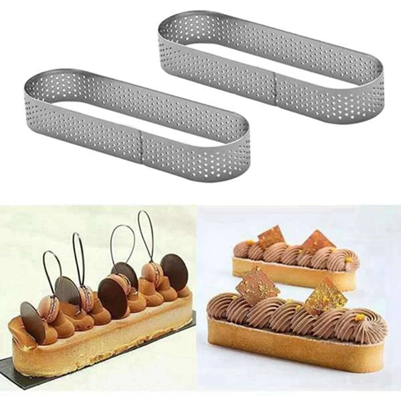 30Pcs Oval Tartlet Molds Perforated Tart Molds For Baking Stainless Steel Round Form Ring For Tart Mousse Pies Quiche