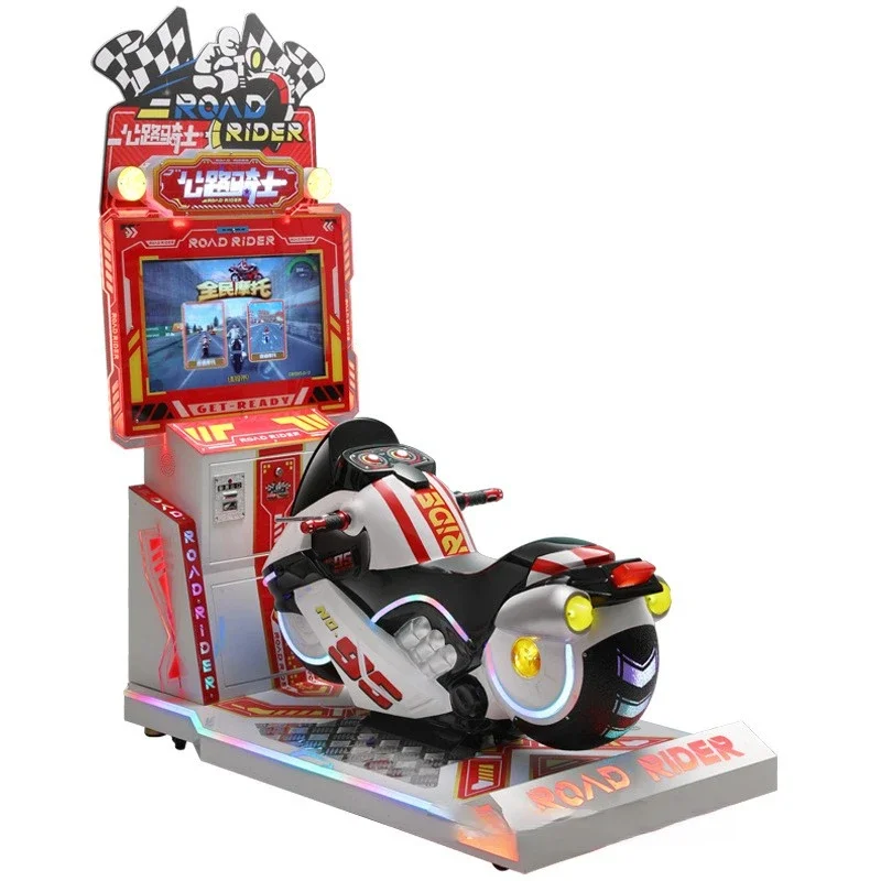 Coin operated road riders motorcycles commercial amusement parks children small video game consoles