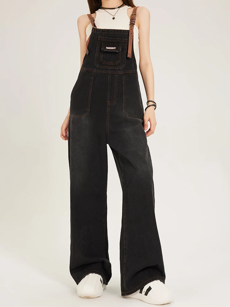 Kazalin Jeans-Overall mit hoher Taille für Damen, lockere Passform, Bla-Hose mit weitem Bein, Frühling 2026, amerikanischer Retro-Stil, lässiger Hiphop