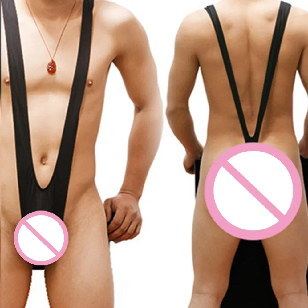 

1pc Men's Swimming Lingerie Thongs Suspender Underwear Sexy Elastic Bodysuit G-strings Bulge Pouch Jumpsuit