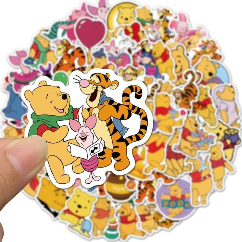 Pegatinas de Disney Winnie the Pooh para niños, 50 piezas, pegatinas de Anime para equipaje, cuaderno, álbum de recortes