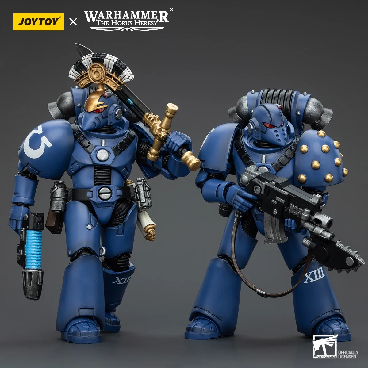 Joytoy warhammer 40k 1/18 figuras de ação ultramarines mk vi esquadrão tático anime chainblade power espada sargento jogo modelo brinquedo