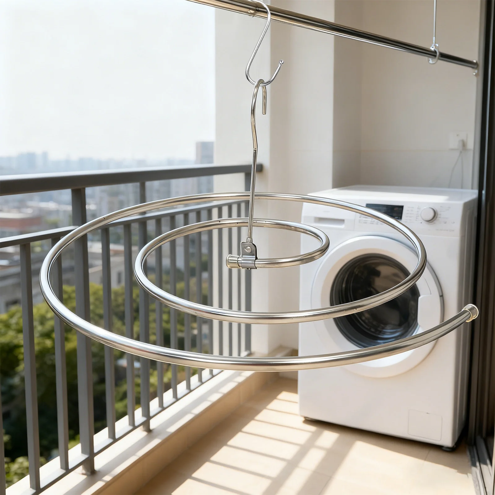 

2Pcs Wall Mounted Blanket Hanger Rack Heavy Duty Spiral Drying Stand for Comforters Quilts Sheets Towels Fast Dry Laundry