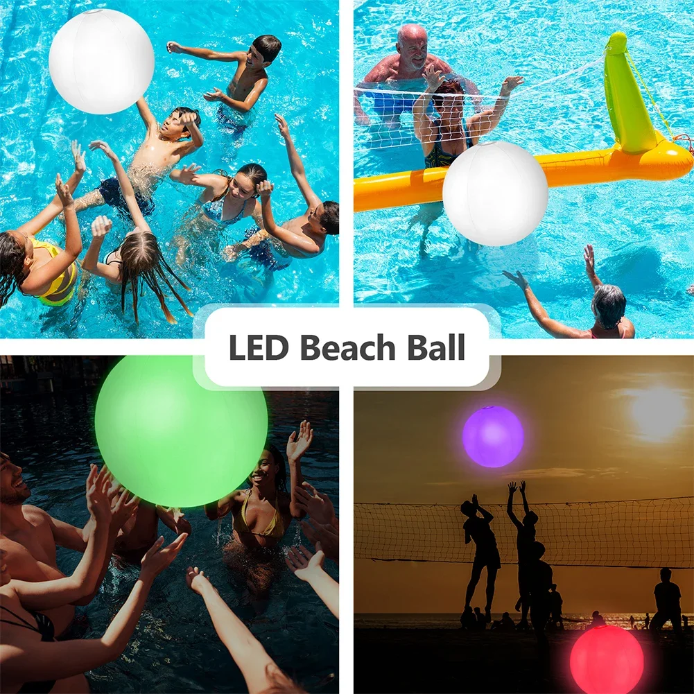 Inflatable Pool LED Balloon Remote Control Luminous Bouncy Ball 16 Colors Summer Water Game Ball Light Birthday Party Decoration