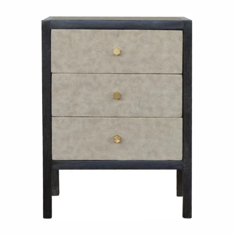 Solid Wood Faux Leather 3-Drawer Nightstand, Modern Design, Stylish Storage Solution for Bedroom