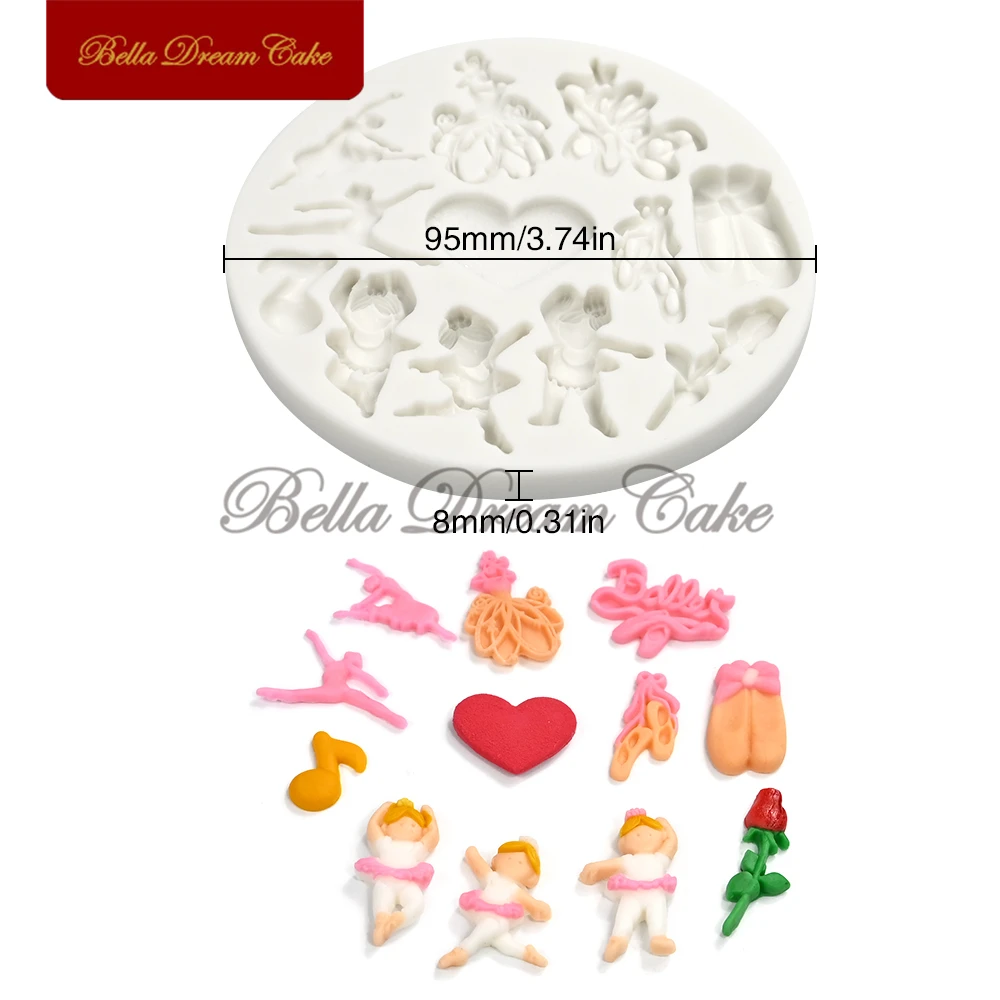 Mini 3D Ballet Dancing Girl Design Silicone Mold Fondant Chocolate Mould DIY Clay Model Cake Decorating Tools Kitchen Bakeware