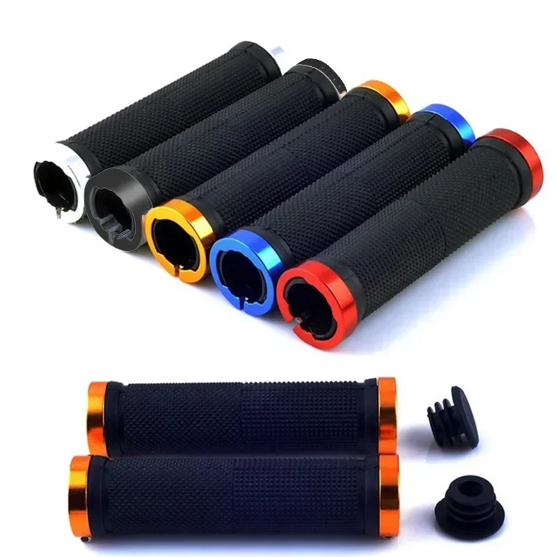 2pcs/1 Pair Mountain Road Cycling Bike Bicycle MTB Handlebar Cover Grips Smooth Soft Rubber Anti-slip Handle Grip Lock Bar End