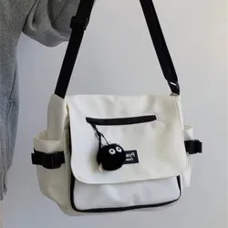 Bolsos cruzados Harajuku para hombres y mujeres, bolsos de hombro de estilo Preppy, bolsos de mensajero para estudiantes, bolsos impermeables de retazos de colores