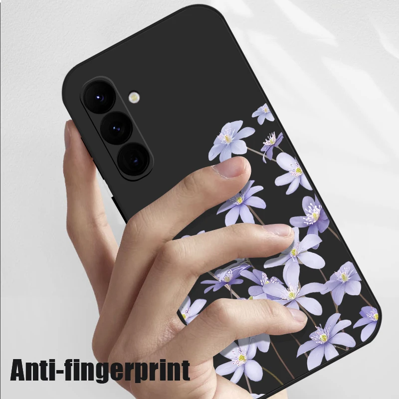 Purple Flower Pattern Lanyard Case For Samsung Galaxy S25 S22 S23 Ultra S23 S24 FE A55 A56 A53 A54 A35 A26 A15 A16 Soft Cover