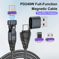 PD240W Magnetic USB Type C to USB C Cable for iPhone 15 Pro Max Xiaomi 14 Pro Huawei Mate 60 USB C Fast Charging Data Cord