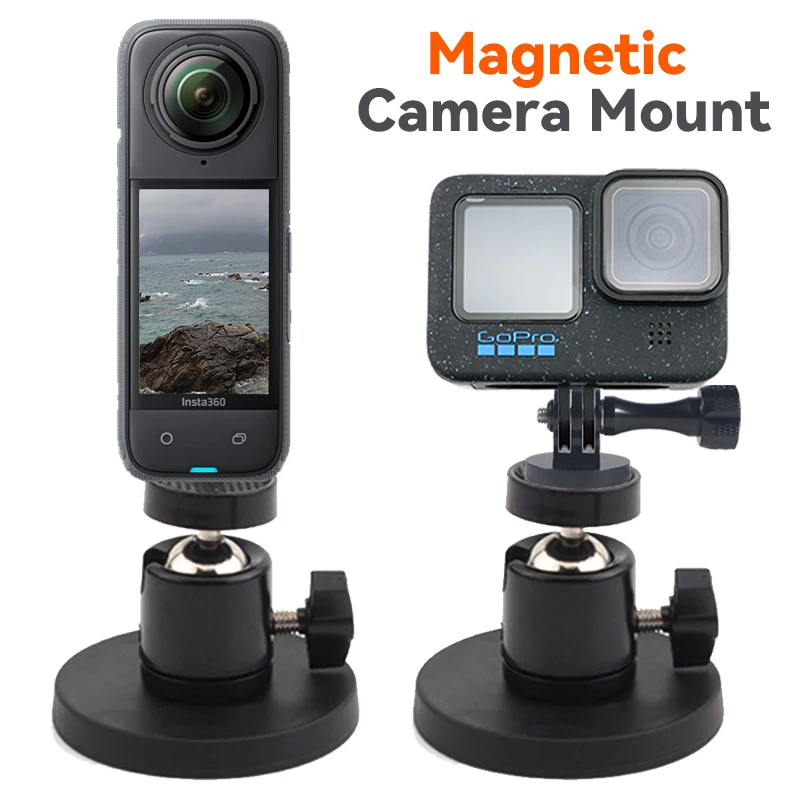 Camera Magnetic Mount For GoPro Hero 13 12 11 10 9 8 7 Insta 360 X4 X3 DJI OSMO Action 5 Pro Phone With 1/4 Thread Accessories