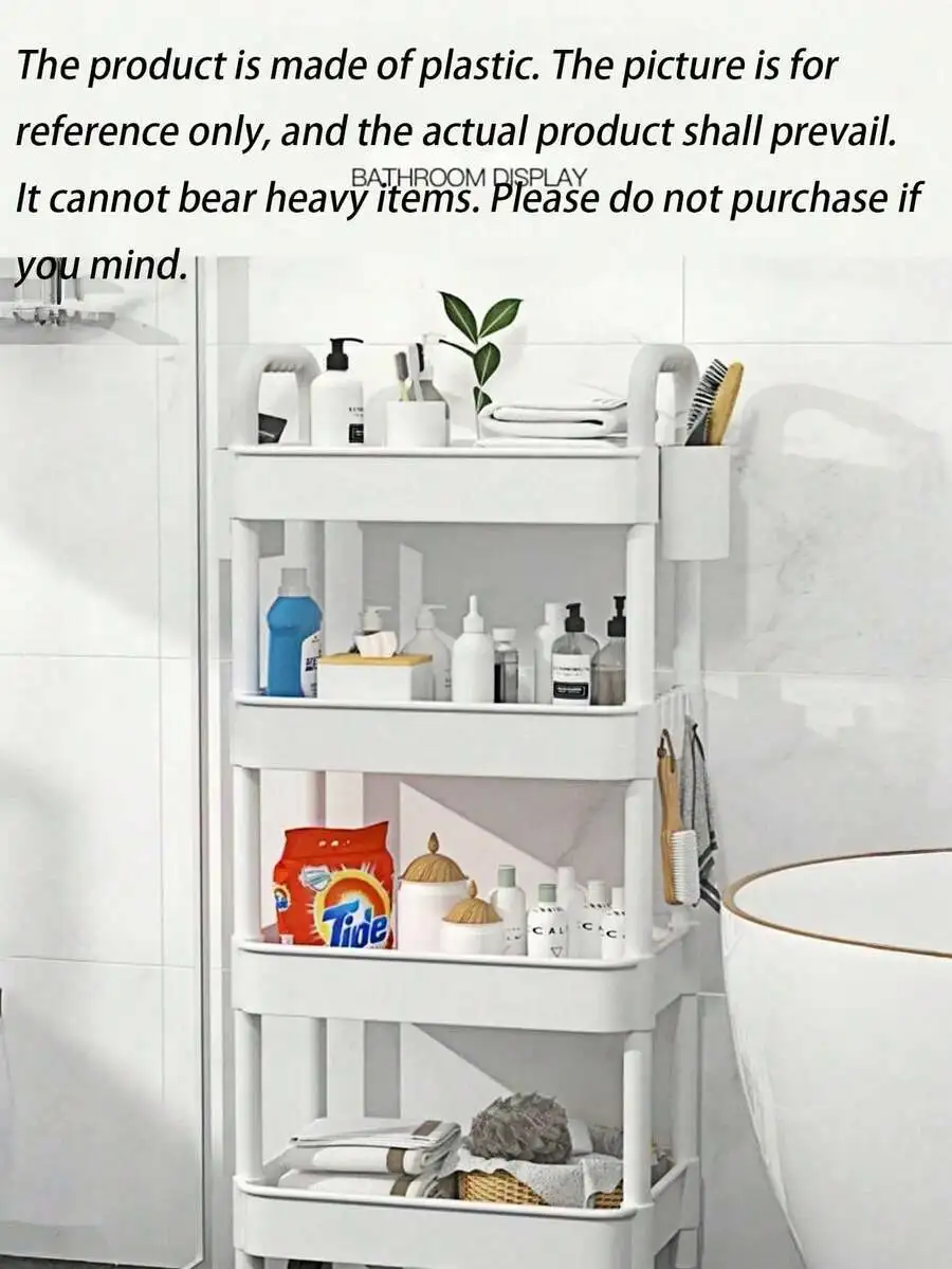 3/4/5 Tier Rolling Storage Cart With Wheels, Sturdy Plastic Organizer Rack, Tool-Free Easy Assembly, Space-Saving Mobile Shelves
