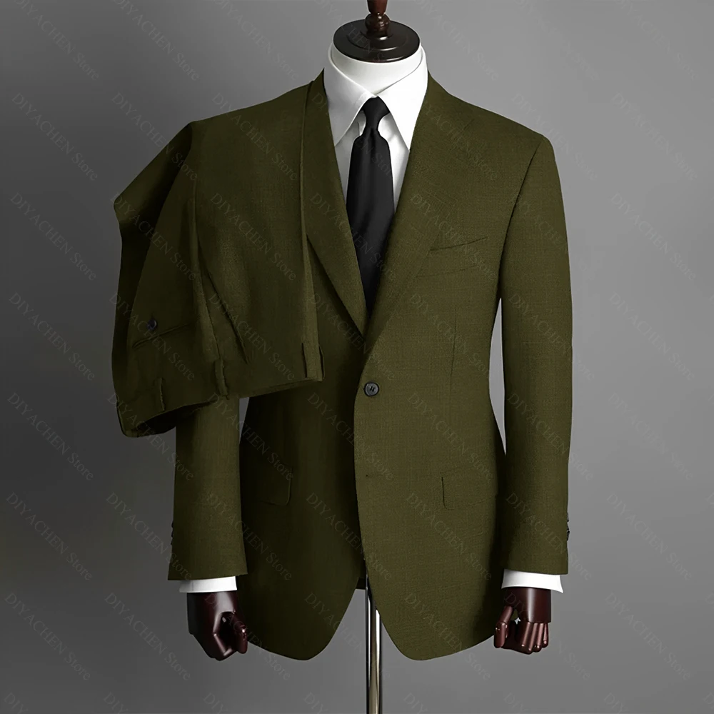 Fashion Gray Men Suits High-end Single Breasted Wedding Tuxedo Business Casual Office Male Suit Slim 2 Piece (Blazer+Pants)