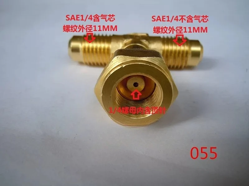 2pcs Compressor tee joint screw semi-closed refrigeration head brass thickness bud 1/4