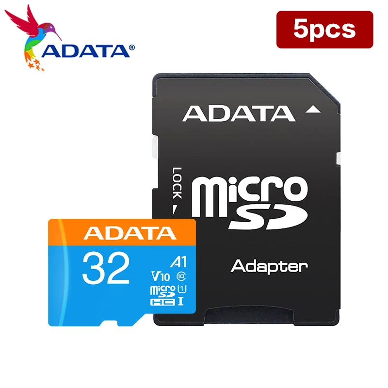 الجملة 5 قطعة بطاقة الذاكرة ADATA 32 جيجابايت 64 جيجابايت 128 جيجابايت مع محول V10 Microsd فلاش TF بطاقة أصلية A1 بطاقة مايكرو SD 5 قطع بطاقات