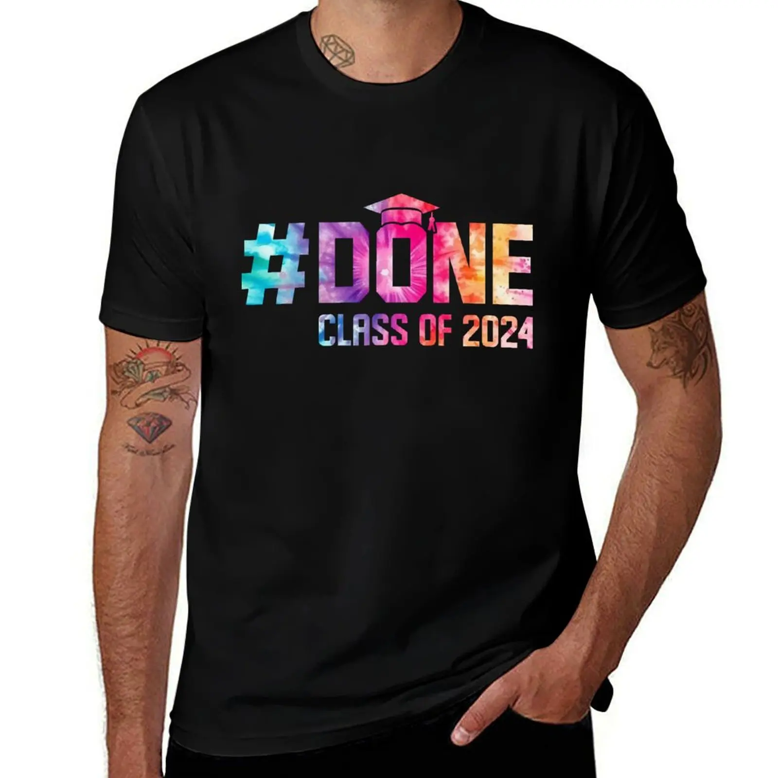 Class of 2024 Graduation Celebration T-Shirt Trendy Print Short Sleeve T-Shirt
