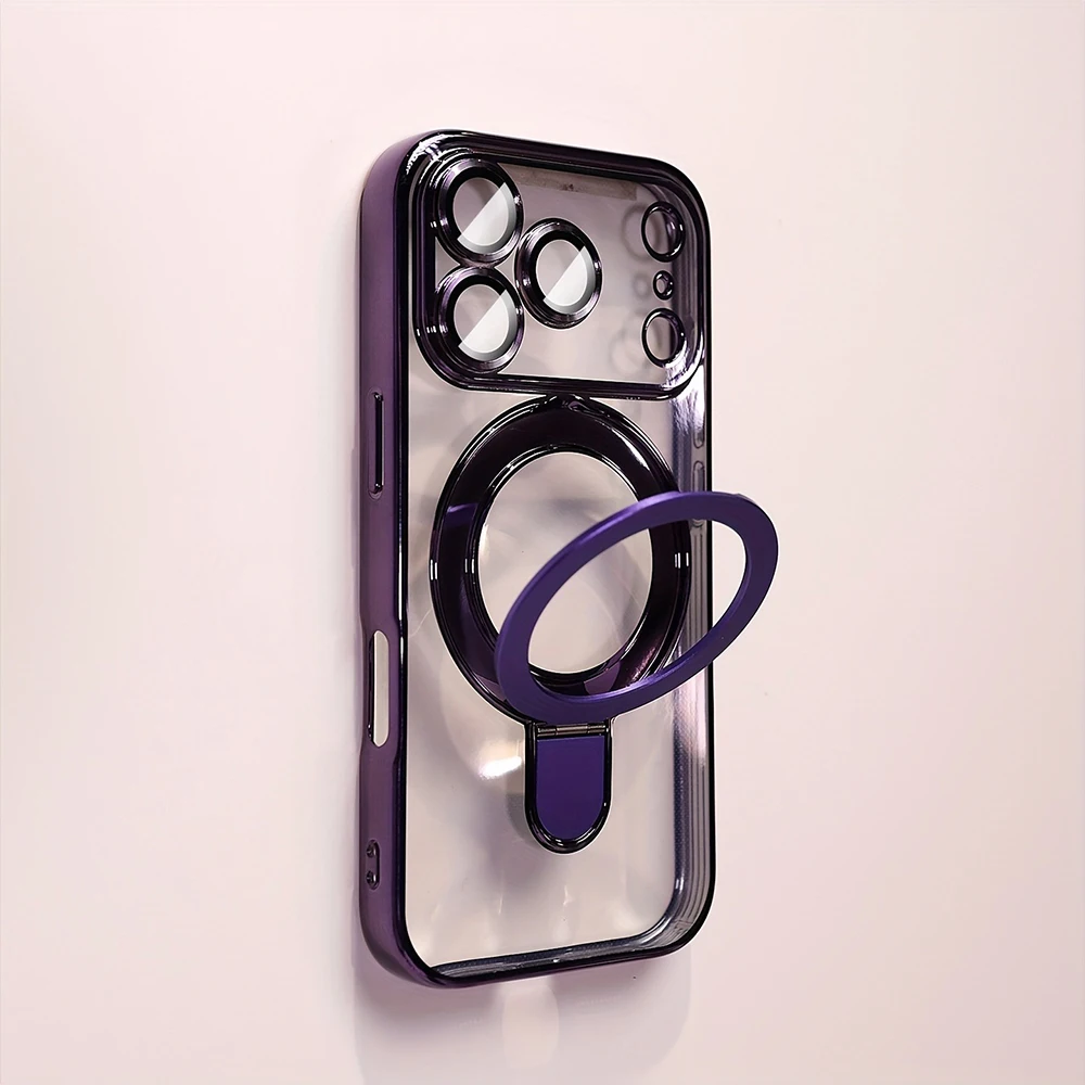 Luxuriöse magnetische Handyhülle mit Ständer für iPhone 17 16 15 14 13 Pro Max – Transparente Hülle mit MagSafe-Kompatibilität