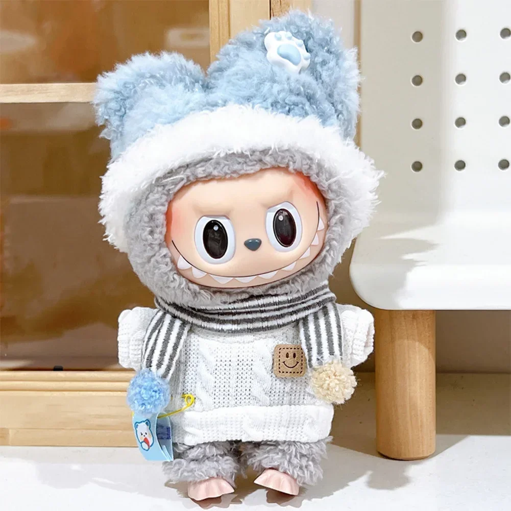 Para Labubu Corea Kpop Exo Idol 17cm Kawaii Mini ropa de muñeca de peluche accesorios de atuendo muñecas falda capucha ropa DIY regalo para niños