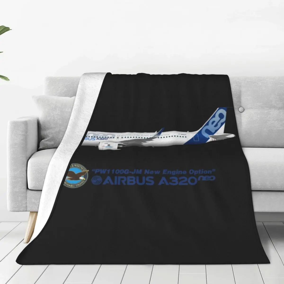 Soft Warm Blanket Travel Men Illustration Of Airbus A320 Neo F Wneo Throw Blanket Plane Fly Flannel Bedspread Fun Sofa Bed Cover