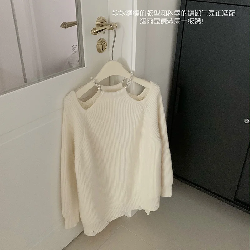 Temperament Mid Length Top Off Shoulder Sweater Halter Pull Femme Jersey Jumper Winter Clothes Women Korean Fashion Pullover