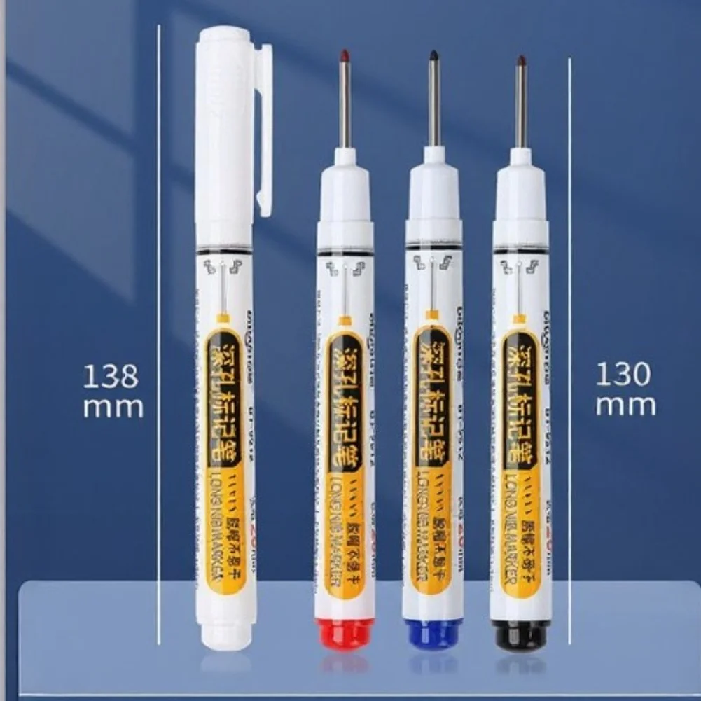 Long Tip Marker Set for Industrial Marking Tasks Capless Design Ensures Longevity Fast-Drying Waterproof Ink 4 Colors