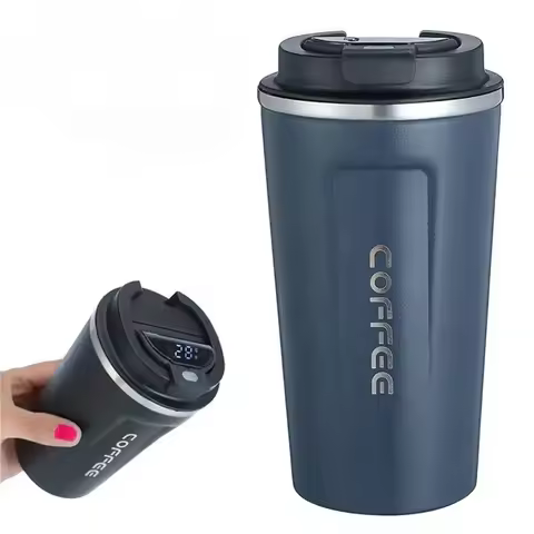 1pc 510ml copo de café inteligente de aço inoxidável com display de temperatura inteligente caneca de viagem portátil