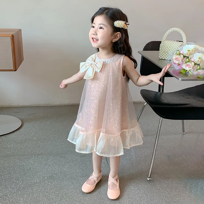 

Girl Skirt 2025 New Summer Childrens Clothes Girl Baby Bowknot Sleeveless Halter Princess Skirt Casual Sweet Temperament
