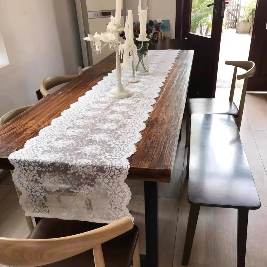 Vintage Lace Table Runner French Romantic White Table Runners Home Restaurant Festival Dining Table Wedding Party Decoration