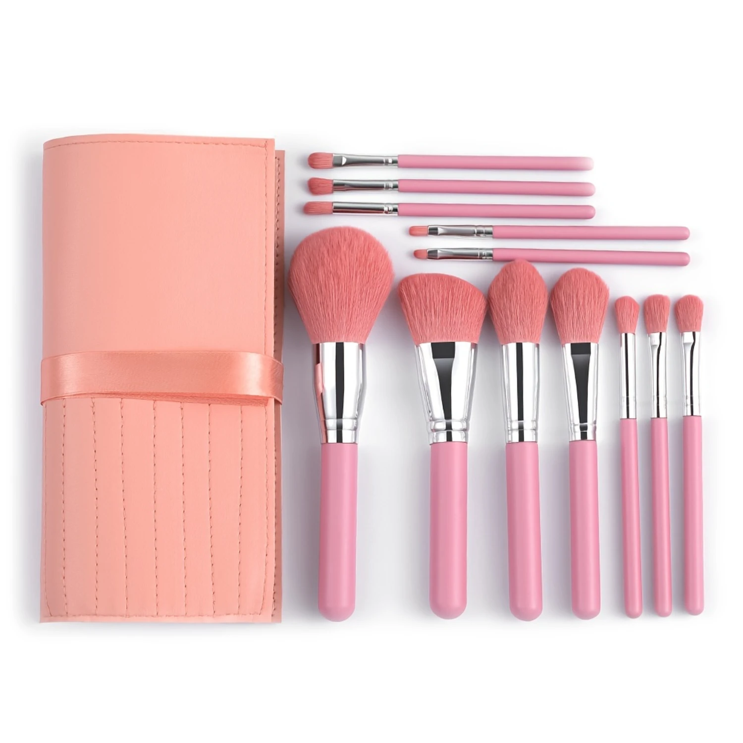 Blue Handle Makeup Brushes Set with Bag - Powder Foundation Blending Eyebrow Brush Tools