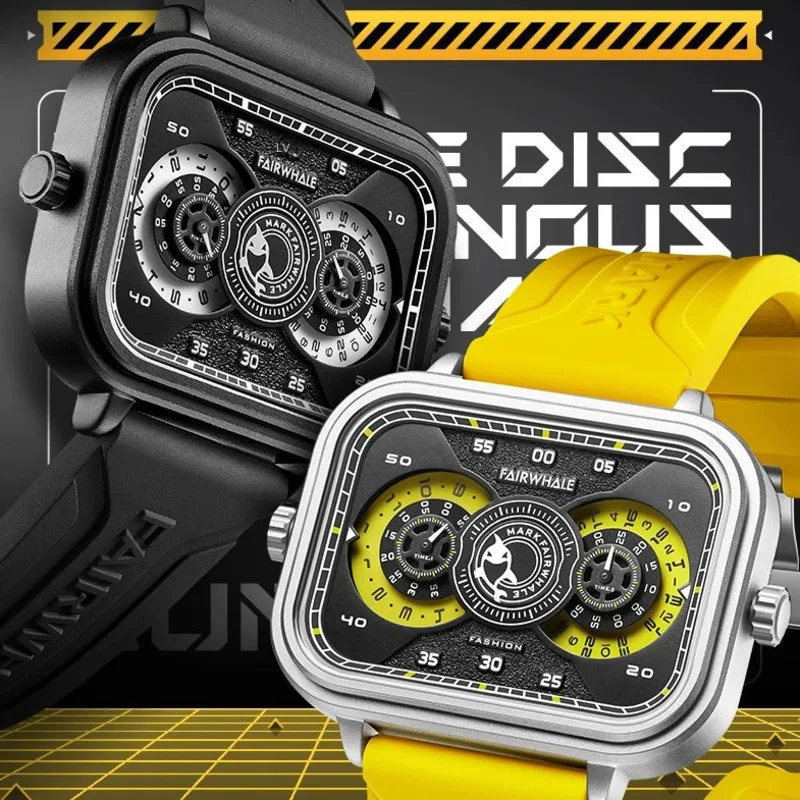 

FAIRWHALE Men's Fashion Quartz Wristwatch Rectangular Dial Waterproof Luminous Top Brand New Reloj Hombre