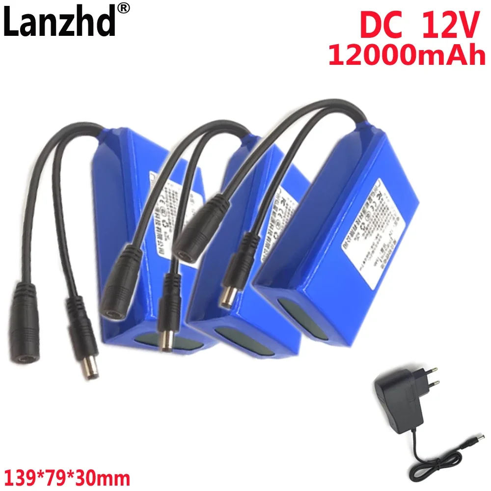 12Ah Lithium Battery pack DC 12V For LED light strip instrument Monitoring equipment Speaker outdoor night 139*74*30mm