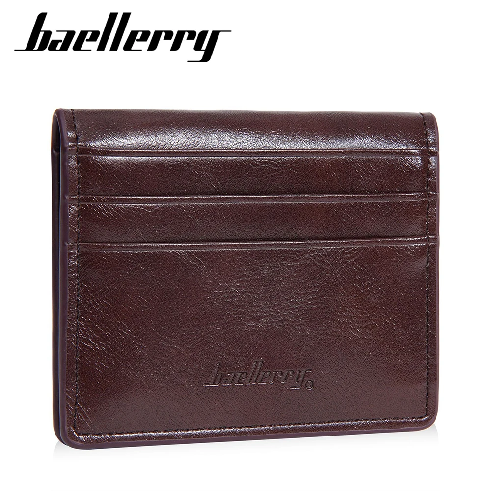 محفظة Baellerry Vintage Snap للرجال، حامل بطاقات ثنائي الطي من جلد البولي يوريثان رفيع للغاية - تصميم مشبك نقود بجيب أمامي نحيف