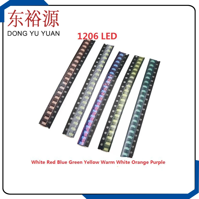 Free Ship 100pcs High Quality Yellow Red Green Warm White Blue Purple Orange 1206 LED Light Emitting Diode SMD Bead Super Bright