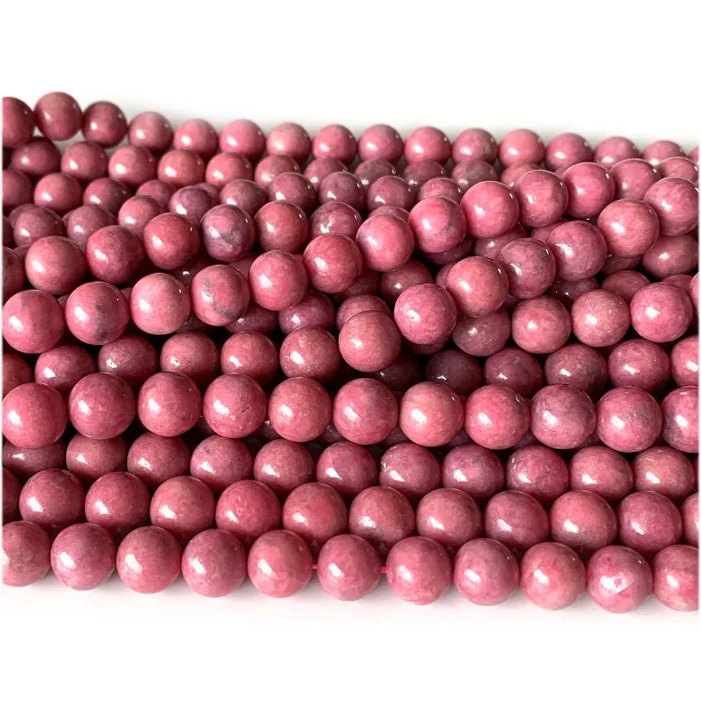 Natural Genuine South Africa Red Pink Rhodonite Rose Stone Round Jewellery Loose Ball Beads 6mm 8mm 10mm 12mm 15