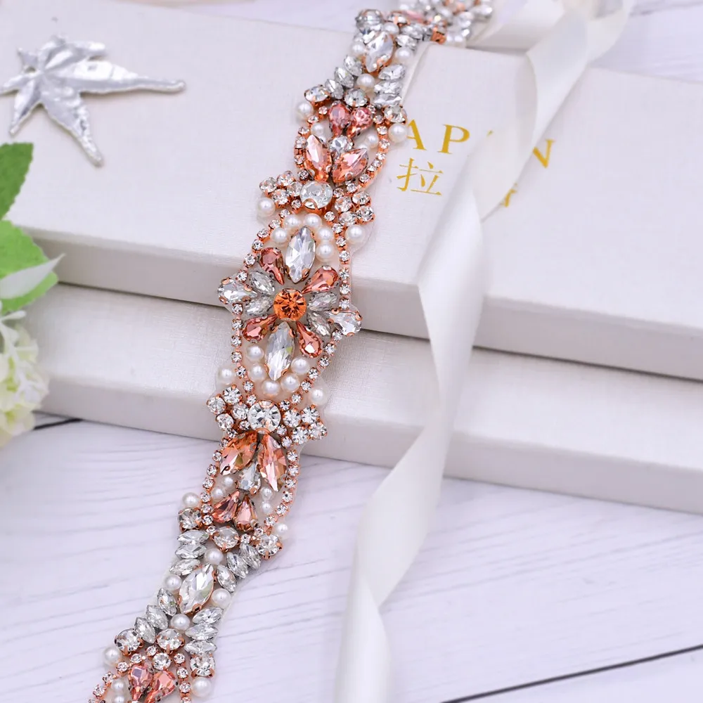 Shinny Sieraden Riem Rose Goud Slanke Riem Strass Riemen Voor Vrouwen Bruiloft Riem Trouwjurk Diamant Bruids Riem Tailleband Sash