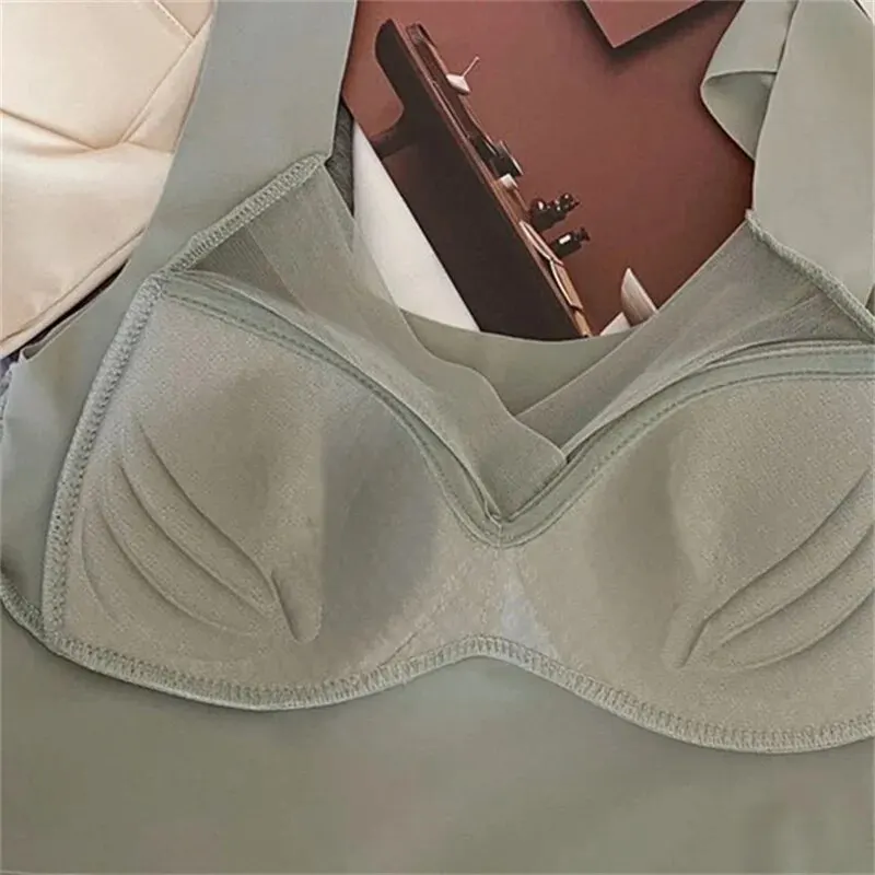 Ice Silk Sports Bras Seamless Women\'s Bras Large Size No Steel Ring Underwear Yoga Fitness Sleep Vest Crop Running Tube Top Bra