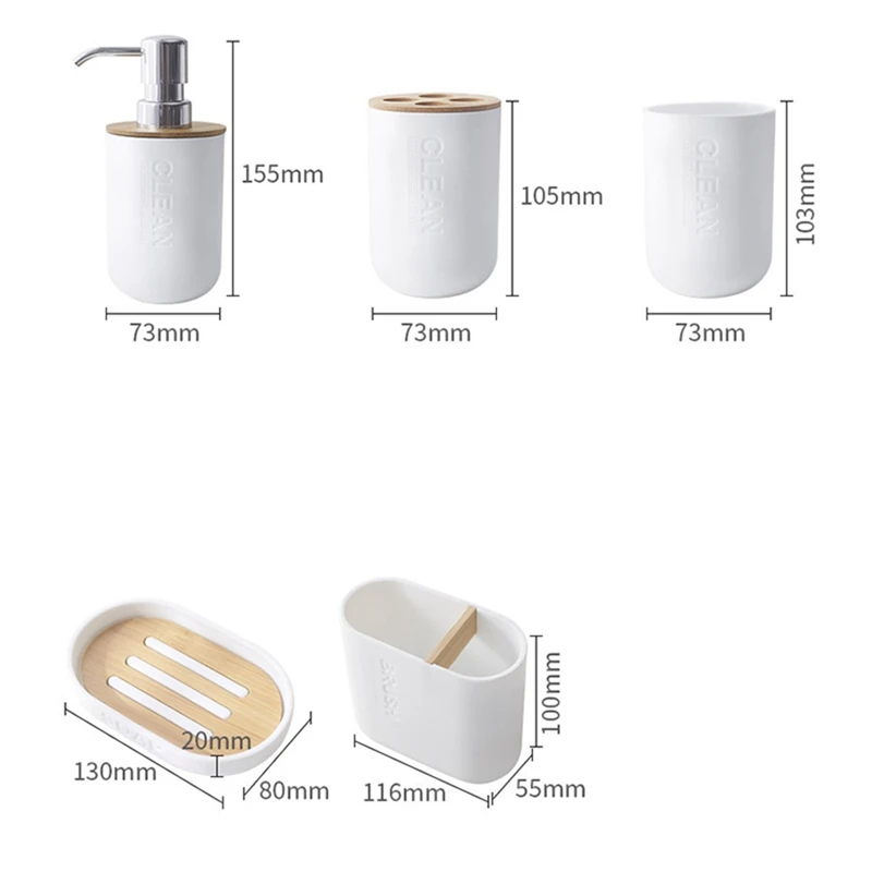 New 10Pcs Bamboo Bathroom Set Toilet Brush Holder Toothbrush Glass Cup Soap Dispenser Soap Dish Bathroom Accessories