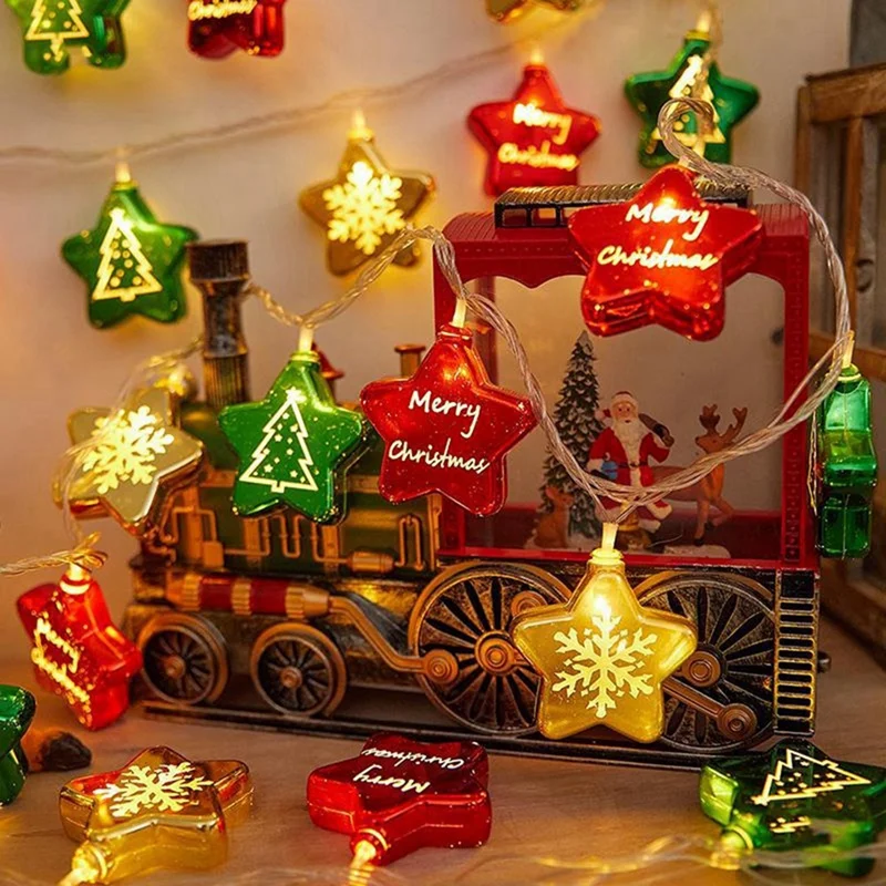 ABPP-Christmas Star Snowflake LED سلسلة إضاءة 1.5 متر USB تعمل بالطاقة جارلاند عطلة الديكور