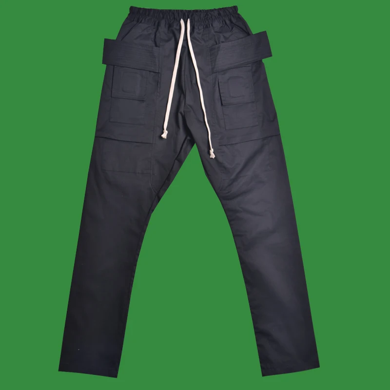 

k Double Ring Workwear Sle Casual Pants Men's High Street Trend Slim Fit Straight Leg ket Detail mid Waist Faion Brand