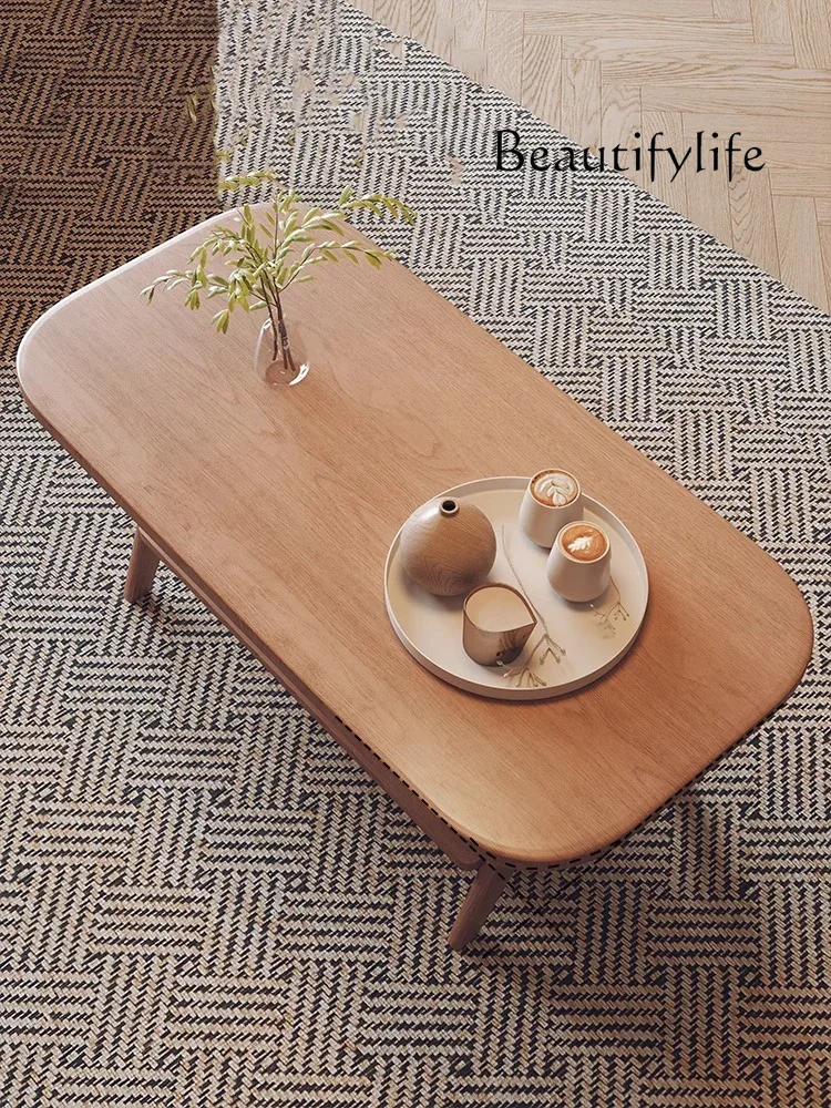 6 طاولة القهوة الخشبية الصلبة الشمال العتيقة طاولة استخراج مزدوجة غرفة المعيشة طاولة شاي بسيطة مع درج أثاث غرفة التخزين