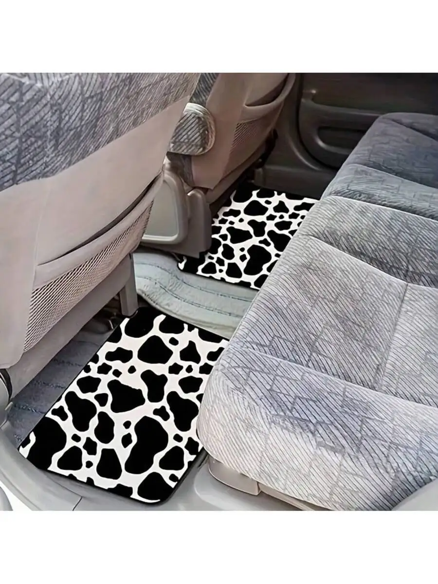 

23pcs Cow Print Car Accessories Set Seat Cover Steering Wheel Cover License Plate Frame Mirror Cover