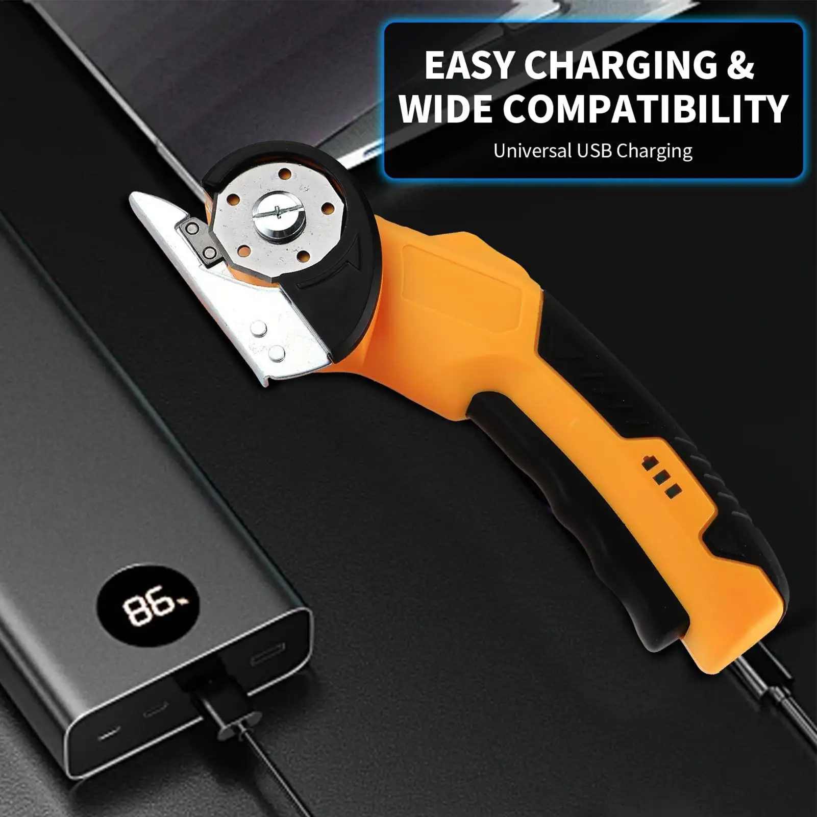 Cortador de papelão elétrico, 320rpm, ergonômico, mini caixa, com trava de segurança e luz led, tesoura elétrica rotativa de precisão para