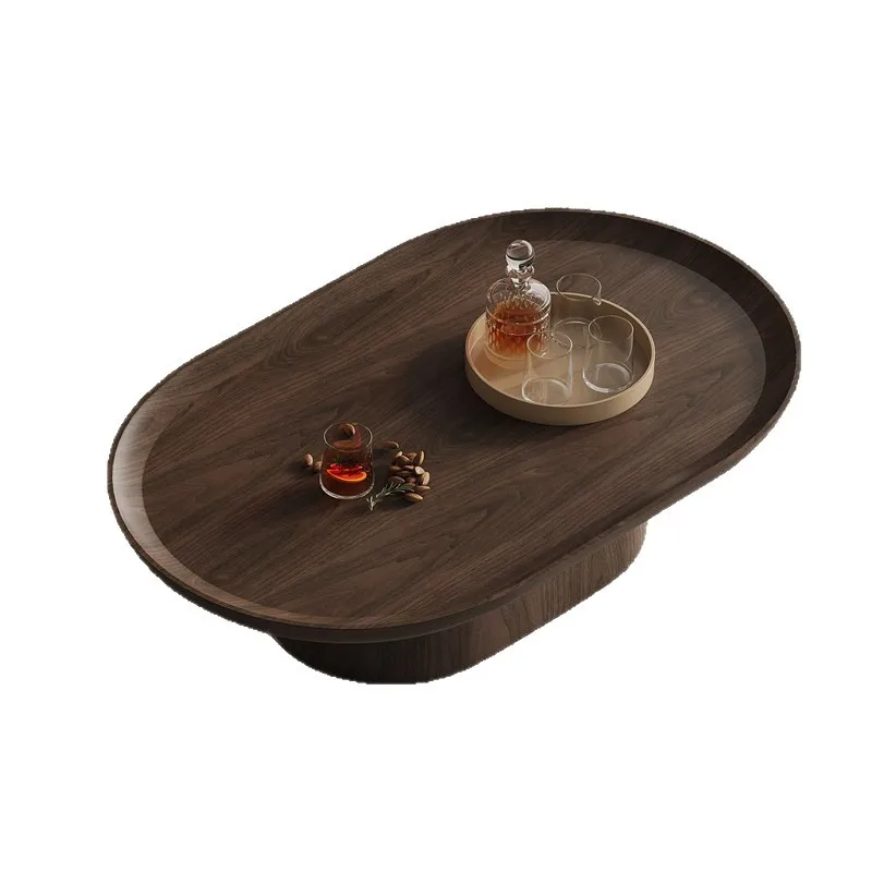 Oval living room small apartment simple household model wabi sandy black walnut table