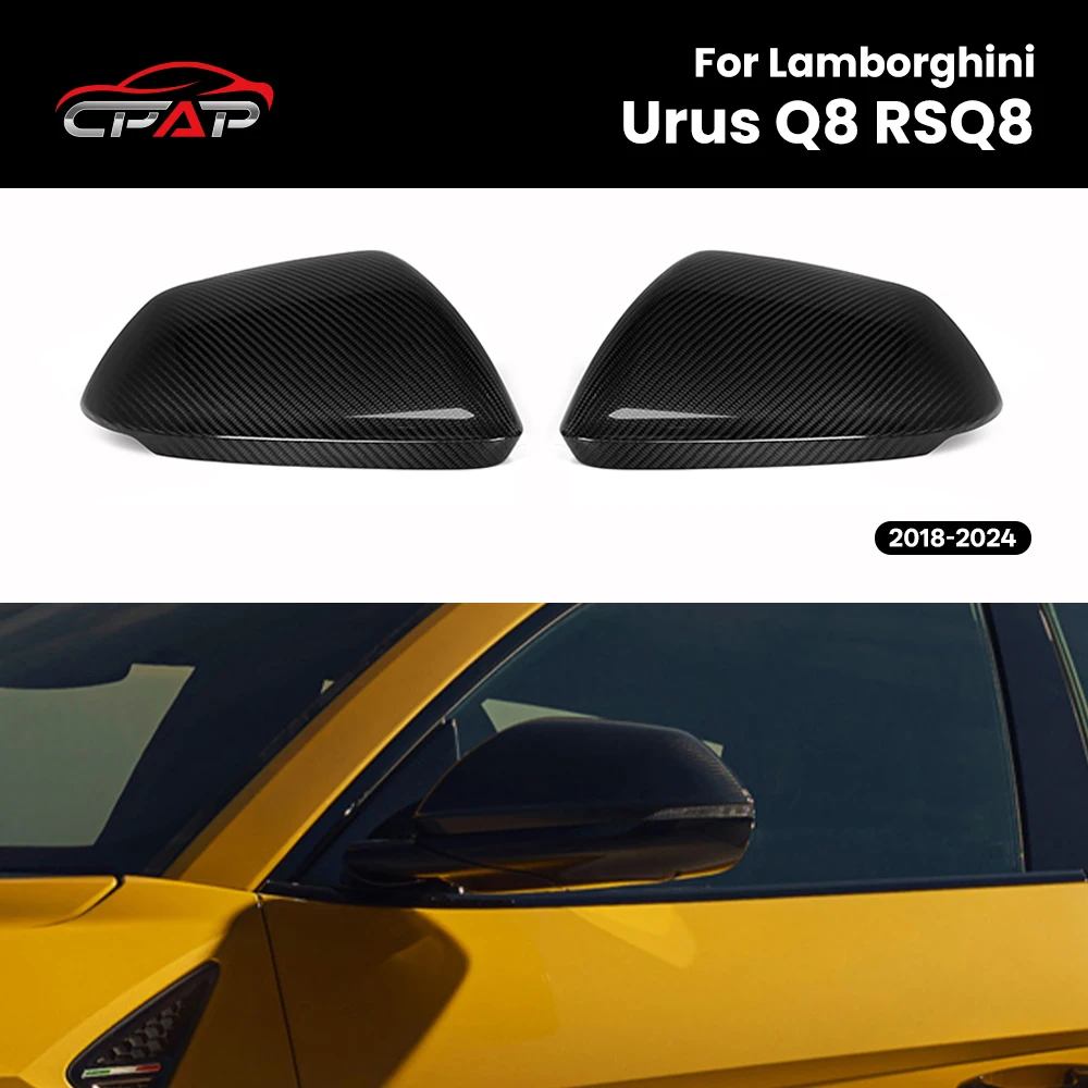

Real Dry Carbon Fiber Exterior Side Door Rearview Mirror Cover Caps Car Accessories For Lamborghini Urus Q8 RSQ8 2018-2024