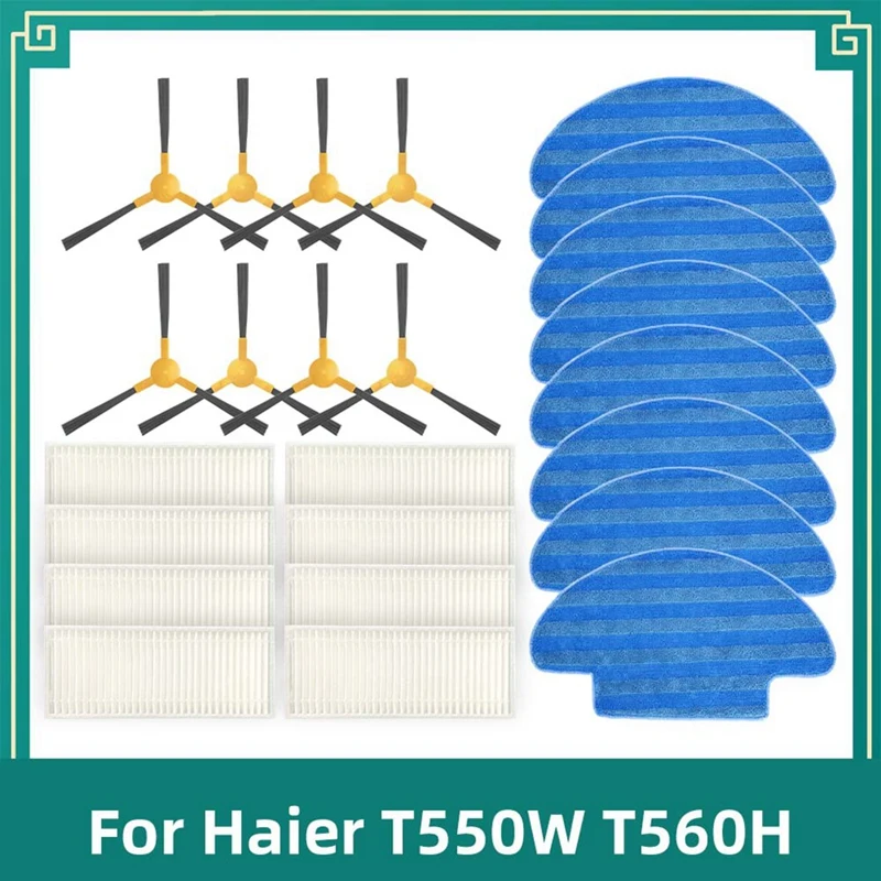Side Brush Mop Cloth Rag Hepa Filter Spare Part Plastic Replacement Parts For Haier T550W T560H Robot Vacuum Cleaner