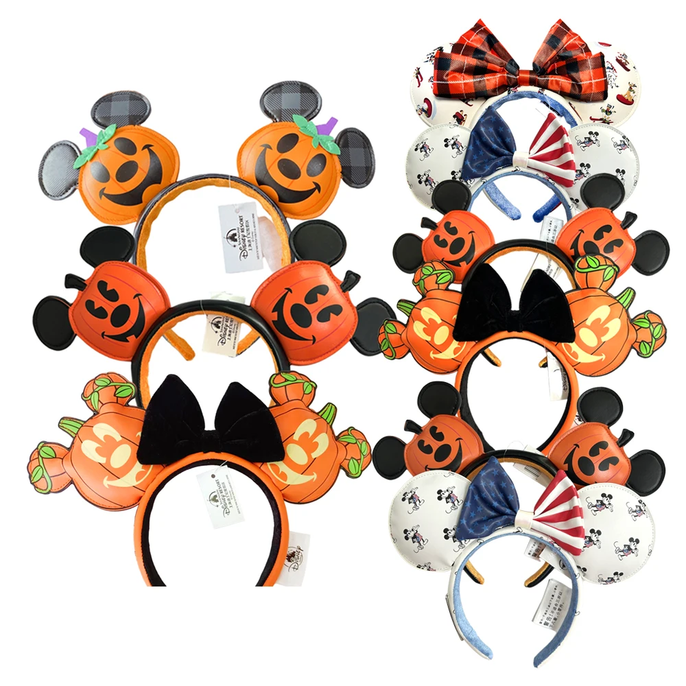 PU Pumpkin Mickey Mouse Ear Headband COSTUME Hallowmas Headband Cosplay Plush Gift Usa Flag Girls Party Hairb